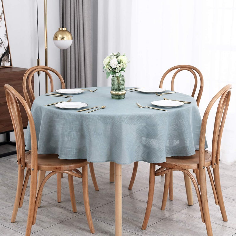 maxmill Lux Faux Linen Tablecloth with Slubby Yarn Textured Weaves Wrinkle Resistant Anti-Shrink Soft Table Cloth for Kitchen Dining Restaurant Tabletop for Event Dinner Round 70 Inch Slate Blue - Image 1